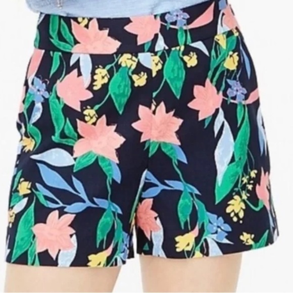 J Crew Floral Basketweave Blue Shorts with Side Zip Size 2 - Picture 4 of 13